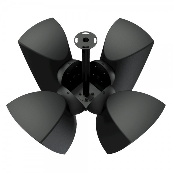 Staffa per montaggio a soffitto cluster composto da quattro diffusori ATEO6, colore nero