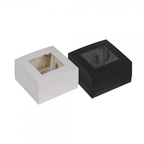 Scatola singola per montaggio a parete, contiene un modulo standard 45x45 mm, colore nero