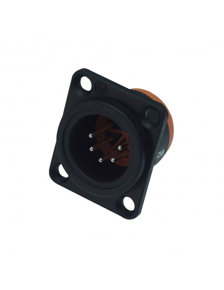 Connettore XLR 5 poli maschio pannello, contatti a saldare, compatibile D size, IP67