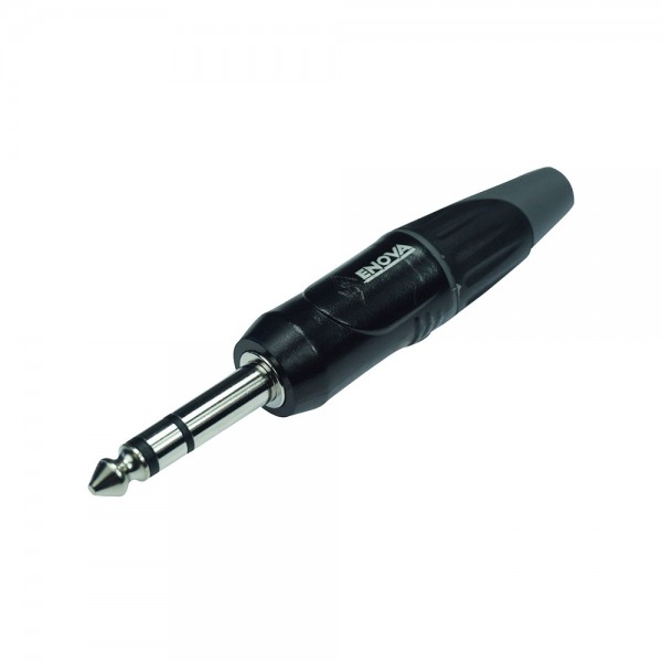 Connettore JACK 6.35 mm 1/4, maschio volante stereo 3 poli, colore nero, pressa cavo grigio Connettore JACK 6.35 mm 1/4, maschio volante stereo 3 poli, colore nero, pressa cavo grigio