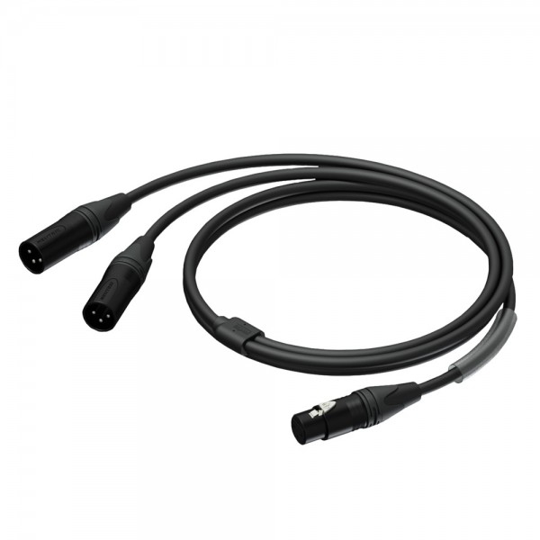 Cavo XLR femmina - 2 XLR maschio - connettori NEUTRIK - nero - PRIME Cavo XLR femmina - 2 XLR maschio - connettori NEUTRIK - nero - PRIME