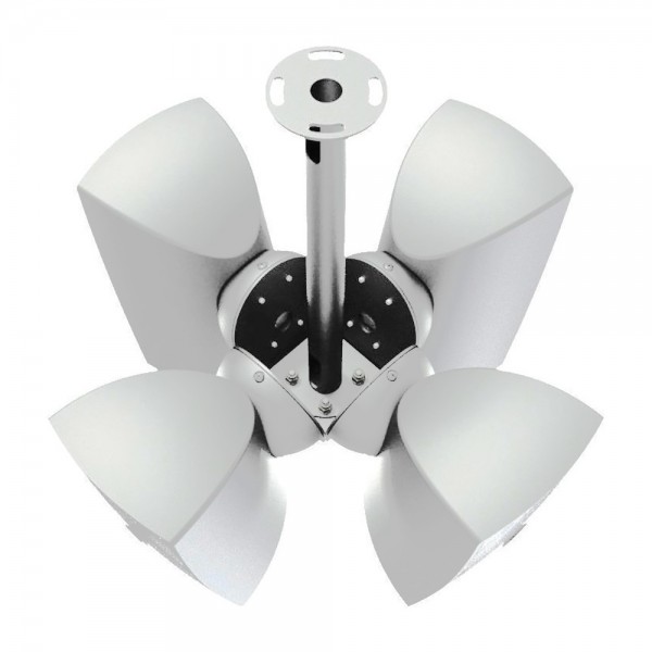 Staffa per montaggio a soffitto cluster composto da quattro diffusori ATEO4, colore bianco