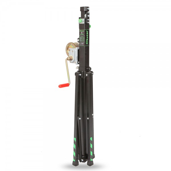 Elevatore telescopico in acciaio, altezza massima 3.8 mt, capacità di sollevamento 125 kg