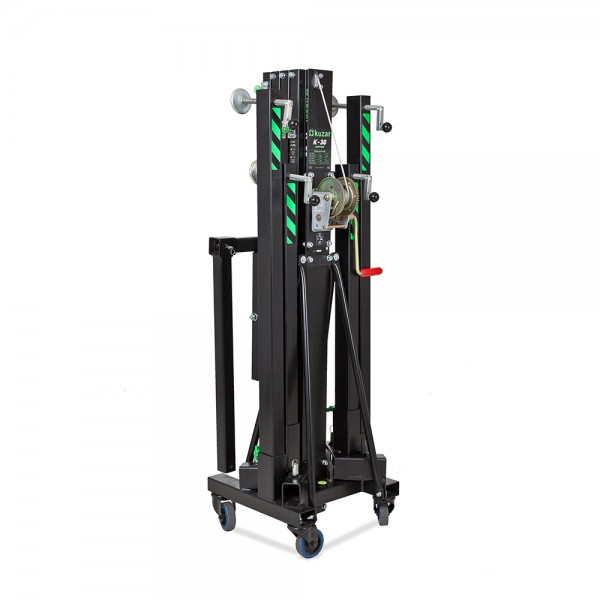 Elevatore frontale telescopico in alluminio, altezza massima 5 mt, capacità di sollevamento 200 kg