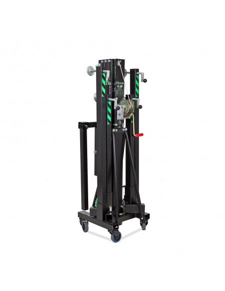 Elevatore frontale telescopico in alluminio, altezza massima 5 mt, capacità di sollevamento 200 kg