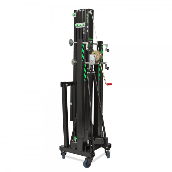 Elevatore frontale telescopico in alluminio, altezza massima 6.15 mt, capacità sollevamento 220 kg