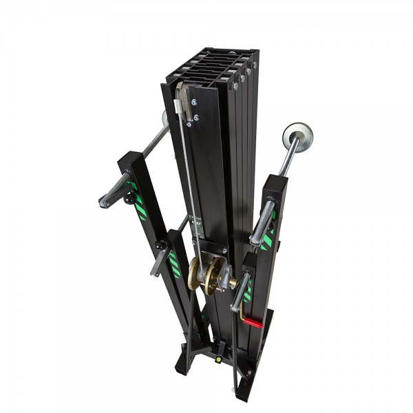 Elevatore frontale telescopico in alluminio, altezza massima 8 mt, capacità di sollevamento 300 kg