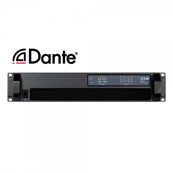 Amplificatore 4 canali 2500w/2 ohm, 2500w/4 ohm, 1500w/8 ohm, DSP integrata, ingressi AES3 e DANTE