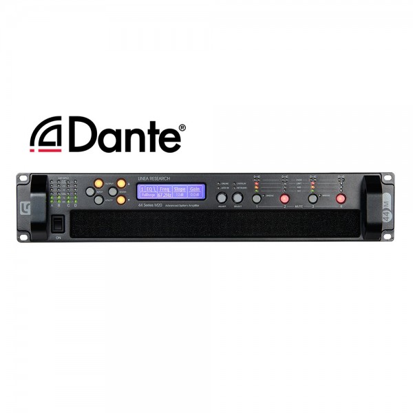 Amplificatore 4 canali 1500w/2 ohm, 1500w/4 ohm, 1000w/8 ohm, DSP integrata, ingressi AES3 e DANTE