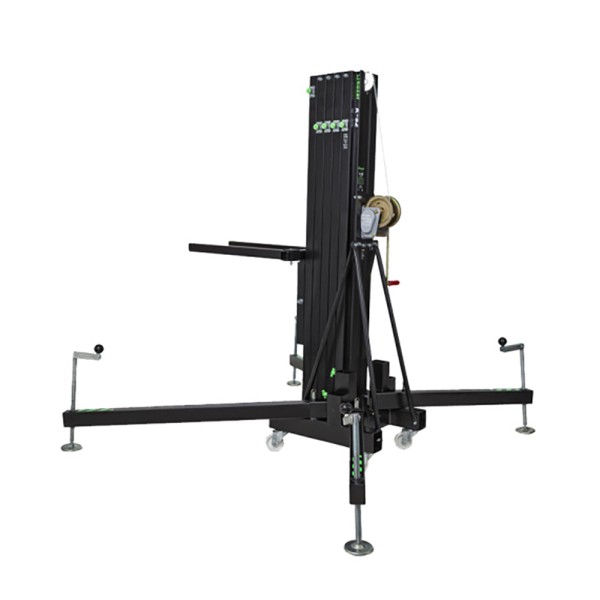 Elevatore frontale telescopico in alluminio, altezza massima 8 mt, capacità di sollevamento 300 kg