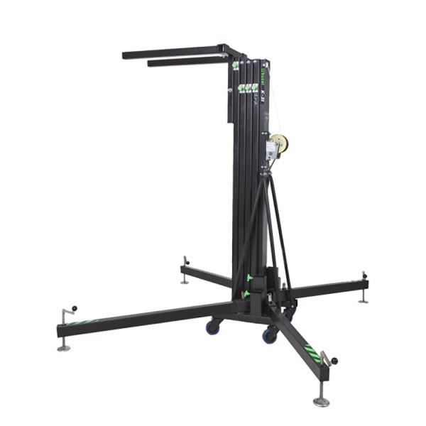 Elevatore frontale telescopico in alluminio, altezza massima 6.15 mt, capacità sollevamento 220 kg