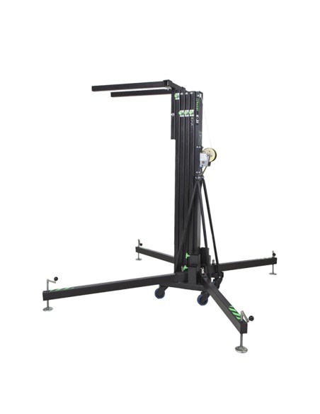 Elevatore frontale telescopico in alluminio, altezza massima 6.15 mt, capacità sollevamento 220 kg