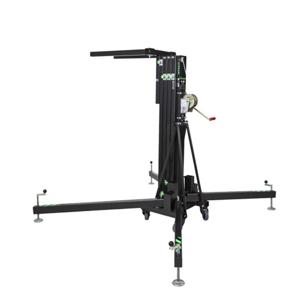 Elevatore frontale telescopico in alluminio, altezza massima 5 mt, capacità di sollevamento 200 kg