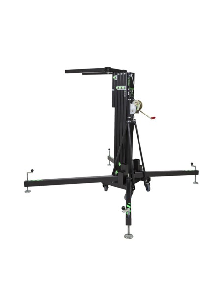 Elevatore frontale telescopico in alluminio, altezza massima 5 mt, capacità di sollevamento 200 kg