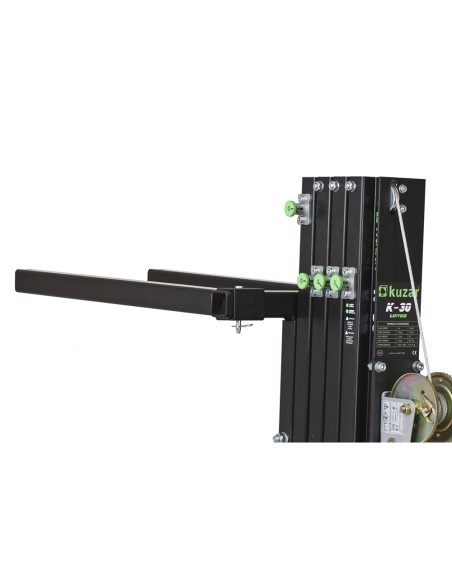 Elevatore frontale telescopico in alluminio, altezza massima 5 mt, capacità di sollevamento 200 kg