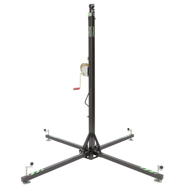 Elevatore telescopico in acciaio, altezza massima 5 mt, capacità di sollevamento 125 kg