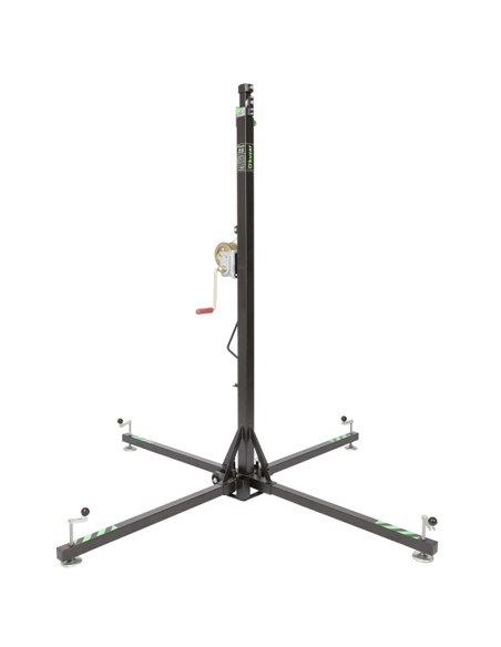 Elevatore telescopico in acciaio, altezza massima 5 mt, capacità di sollevamento 125 kg