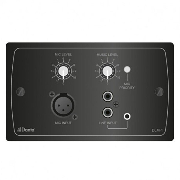 Pannello remoto di controllo 1 ingresso micro, 1 ingresso linea, network Dante, colore nero