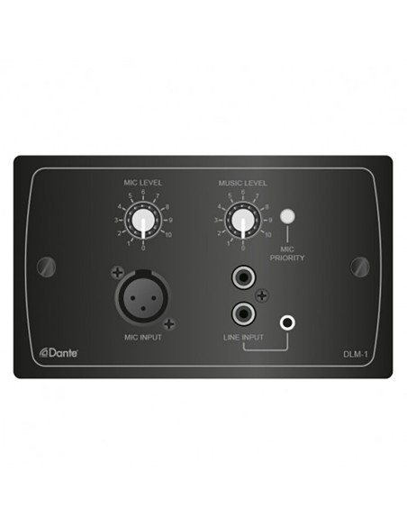 Pannello remoto di controllo 1 ingresso micro, 1 ingresso linea, network Dante, colore nero
