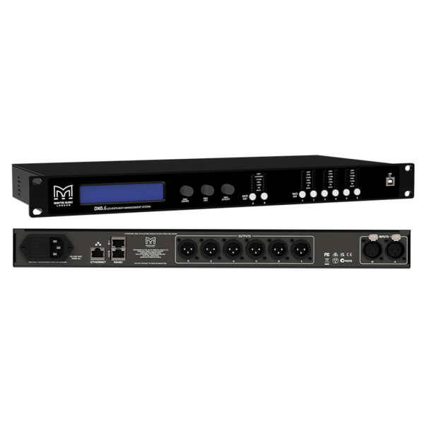 Digital loudspeaker management system, 2 input e 6 output, parametric EQ, gate, delay e limiter