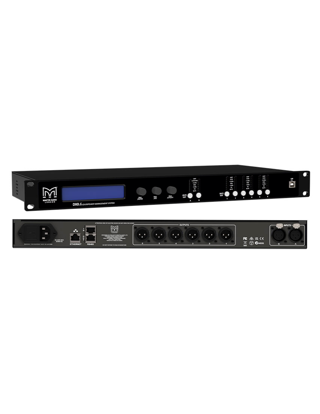 Digital loudspeaker management system, 2 input e 6 output, parametric