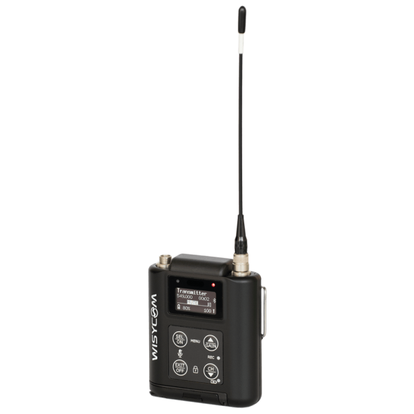 Trasmettitore tascabile UHF, larghezza di banda 362MHz, range 470-1160 MHz, monitoraggio Bluetooth