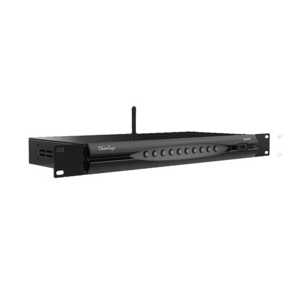 QuickQ Rack console luci quattro universi, 3 uscite DMX. 10 pulsanti per richiamo scene, Wi-Fi