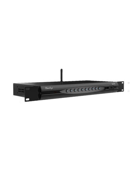QuickQ Rack console luci quattro universi, 3 uscite DMX. 10 pulsanti per richiamo scene, Wi-Fi