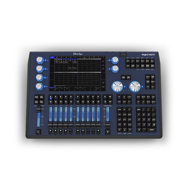 MagicQ MQ70 console luci compatta, 24 universi, 4 uscite dirette DMX 512, 10 Playback faders