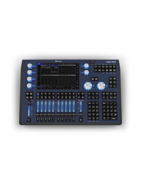 MagicQ MQ70 console luci compatta, 24 universi, 4 uscite dirette DMX 512, 10 Playback faders