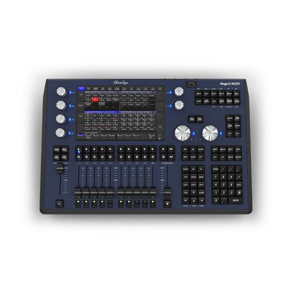 MagicQ MQ50 console luci compatta, 8 universi, 4 uscite dirette DMX 512, 10 Playback faders