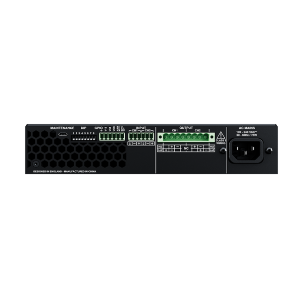 Amplificatore in Classe D con DSP integrata, 2x125 Watt a 4/16 Ohm e 70-100V