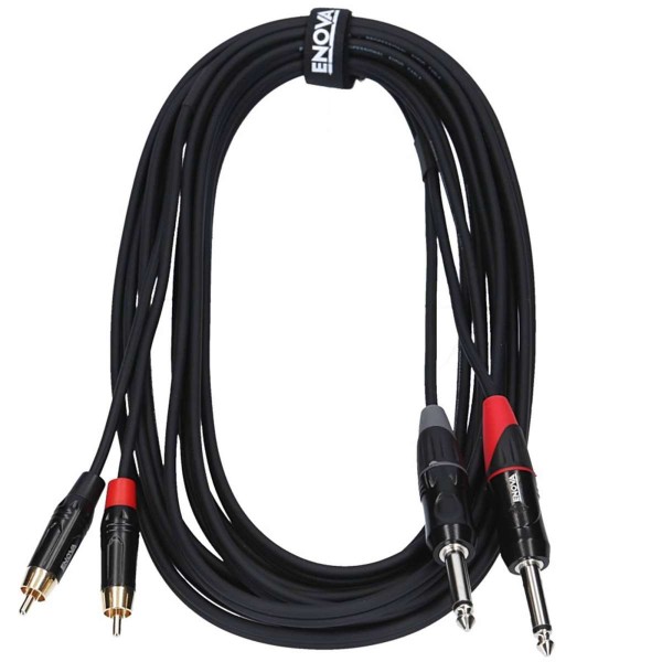 Cavo segnale audio 2 x RCA maschio - 2 x JACK maschio 6.3 mm 2 poli