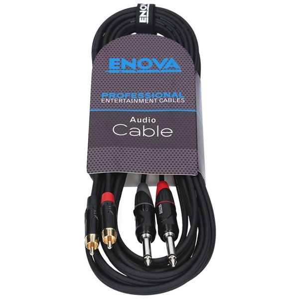 Cavo segnale audio 2 x RCA maschio - 2 x JACK maschio 6.3 mm 2 poli