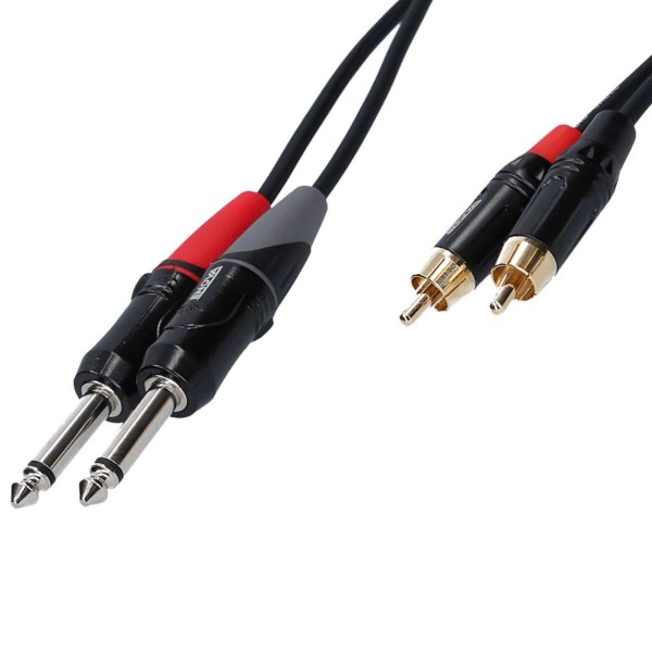 Cavo segnale audio 2 x RCA maschio - 2 x JACK maschio 6.3 mm 2 poli