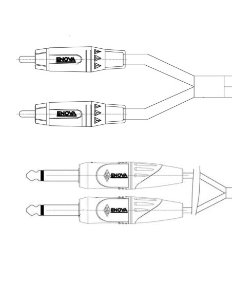 Cavo segnale audio 2 x RCA maschio - 2 x JACK maschio 6.3 mm 2 poli