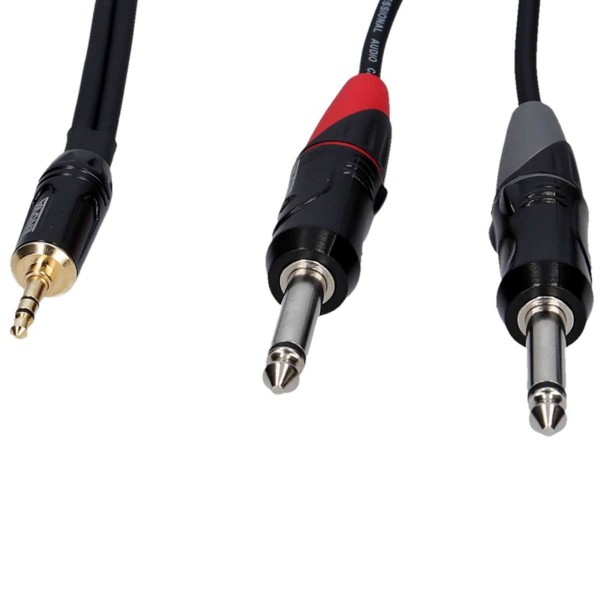 Cavo segnale audio 1 x MINI JACK maschio 3.5 mm - 2 x JACK maschio 6.3 mm 2 poli