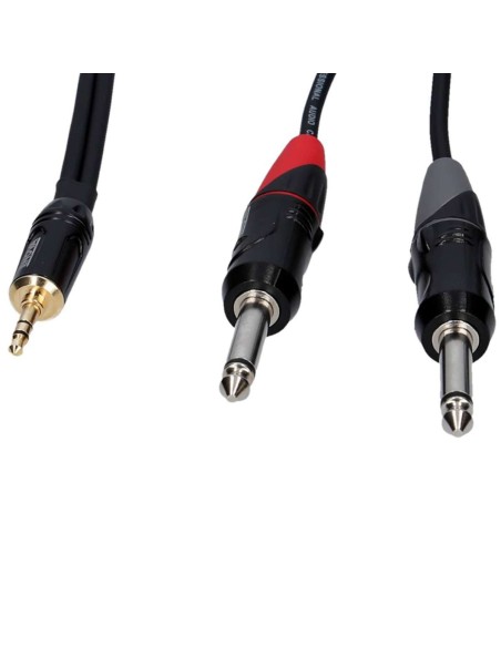 Cavo segnale audio 1 x MINI JACK maschio 3.5 mm - 2 x JACK maschio 6.3 mm 2 poli