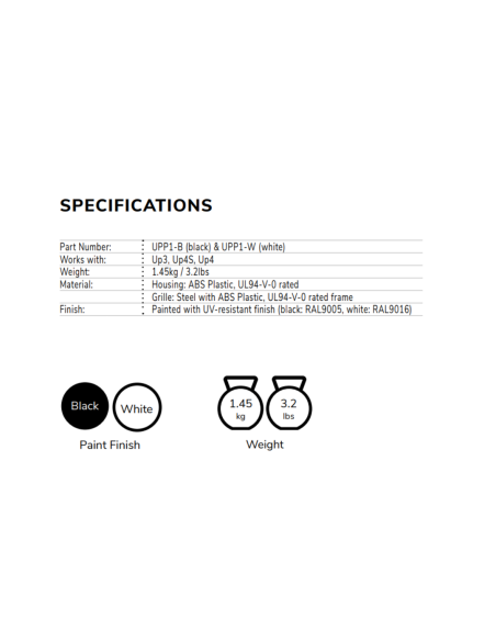 Kit completo per l'utilizzo come diffusore pendant dei diffusori da incasso UP3 e UP4