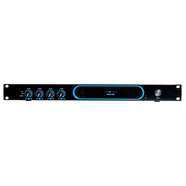 Amplificatore di potenza 4 canali in Classe D, 4x250 Watt a 8 Ohm, 2x500 Watt in modalità bridge