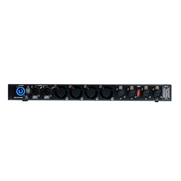 Amplificatore di potenza 4 canali in Classe D, 4x250 Watt a 8 Ohm, 2x500 Watt in modalità bridge