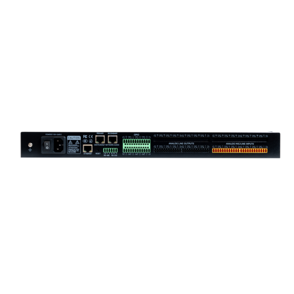 Matrice audio DSP ad architettura aperta con software drag & drop, 8 in mic/line e 8 out line