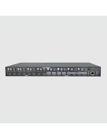 Switcher HDMI 4k/18Gbps 8x8 con matrice audio. 8 ingressi HDMI, 8 uscite HDMI