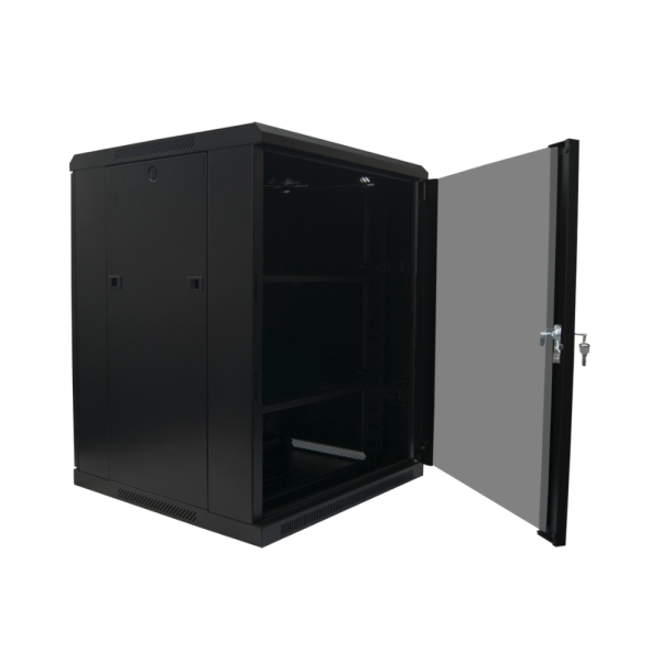 Rack in metallo 19" standard, da pavimento, profondità 600 mm,  porta in vetro