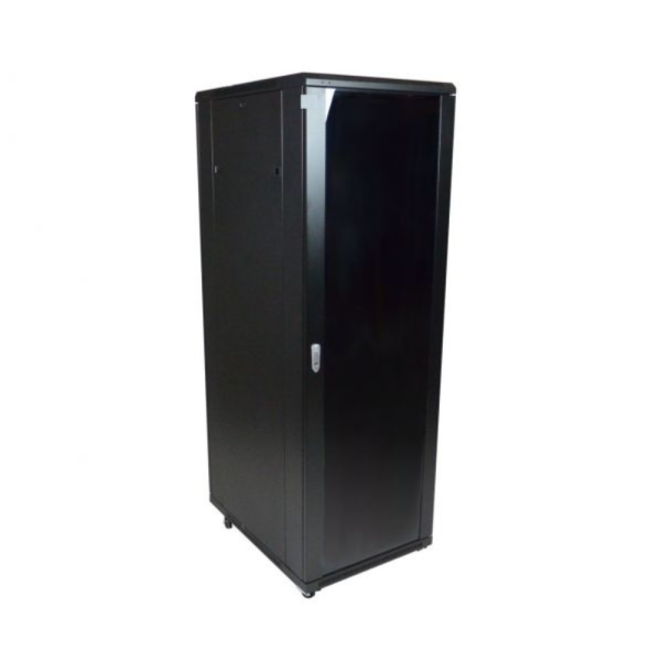 Rack in metallo 19" standard, da pavimento, profondità 600 mm,  porta in vetro