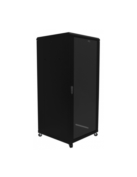 Rack in metallo 19" standard, da pavimento, profondità 600 mm,  porta in vetro