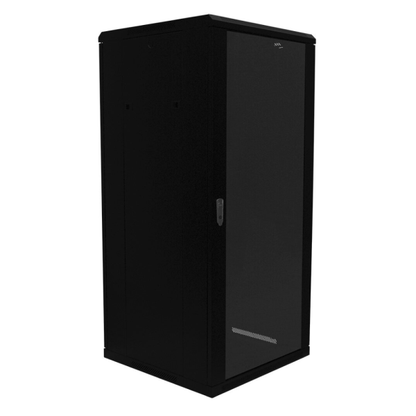 Rack in metallo 19" standard, da pavimento, profondità 800 mm,  porta in vetro