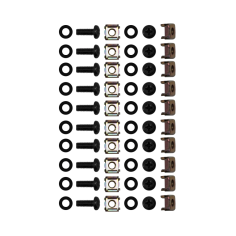 Kit composto da 20 viti + rondella in ABS + dado ingabbiato per fissaggio apparecchiature a rack