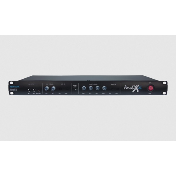 Stereo Rack Mixer 1U, 2 ingressi microfonici JACK/XLR, 3 ingressi linea stereo RCA, 1 ingresso linea