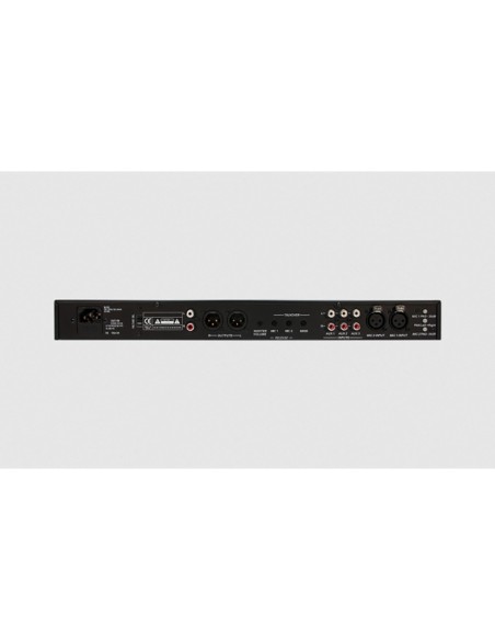 Stereo Rack Mixer 1U, 2 ingressi microfonici JACK/XLR, 3 ingressi linea stereo RCA, 1 ingresso linea